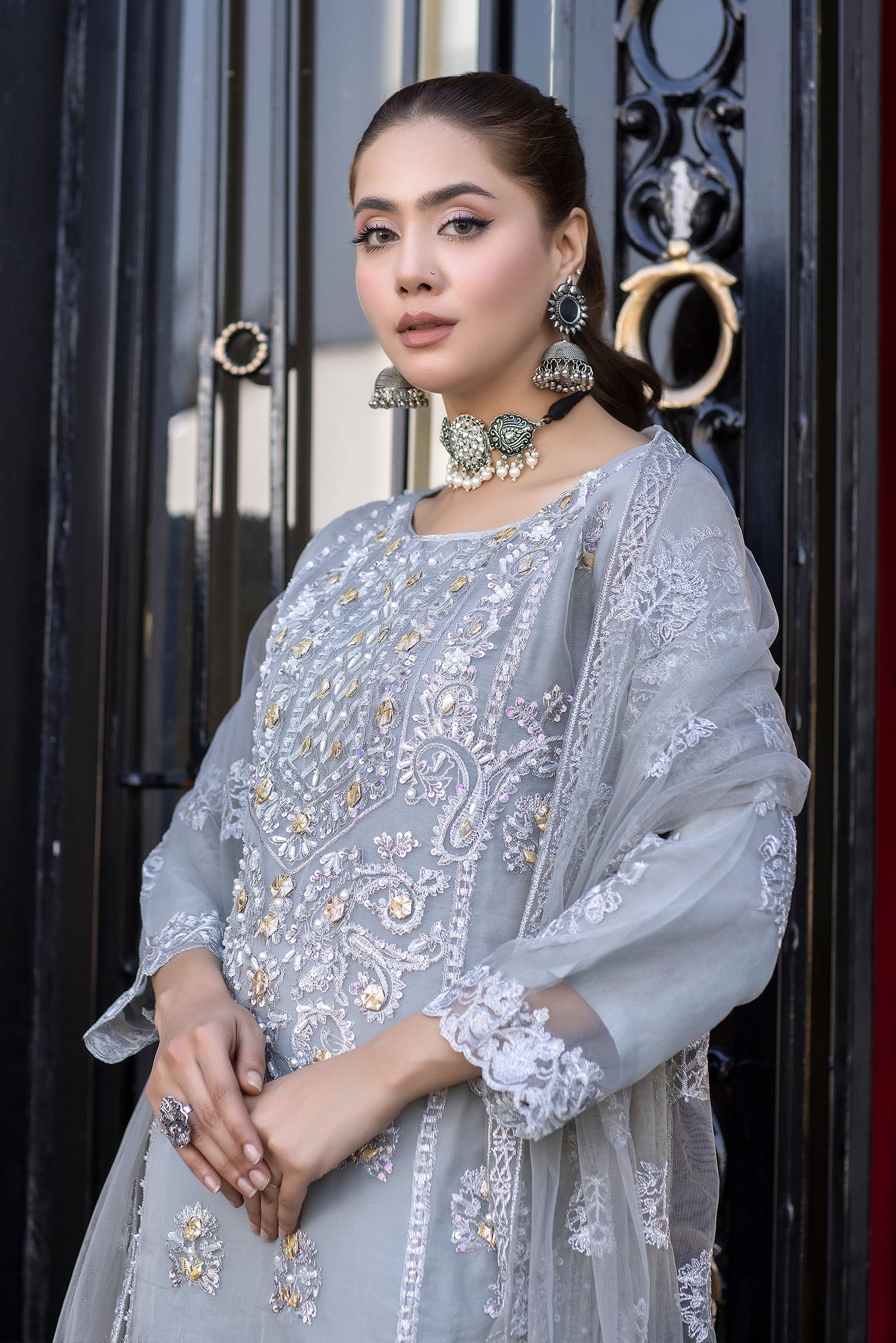 embroidered sharara dress