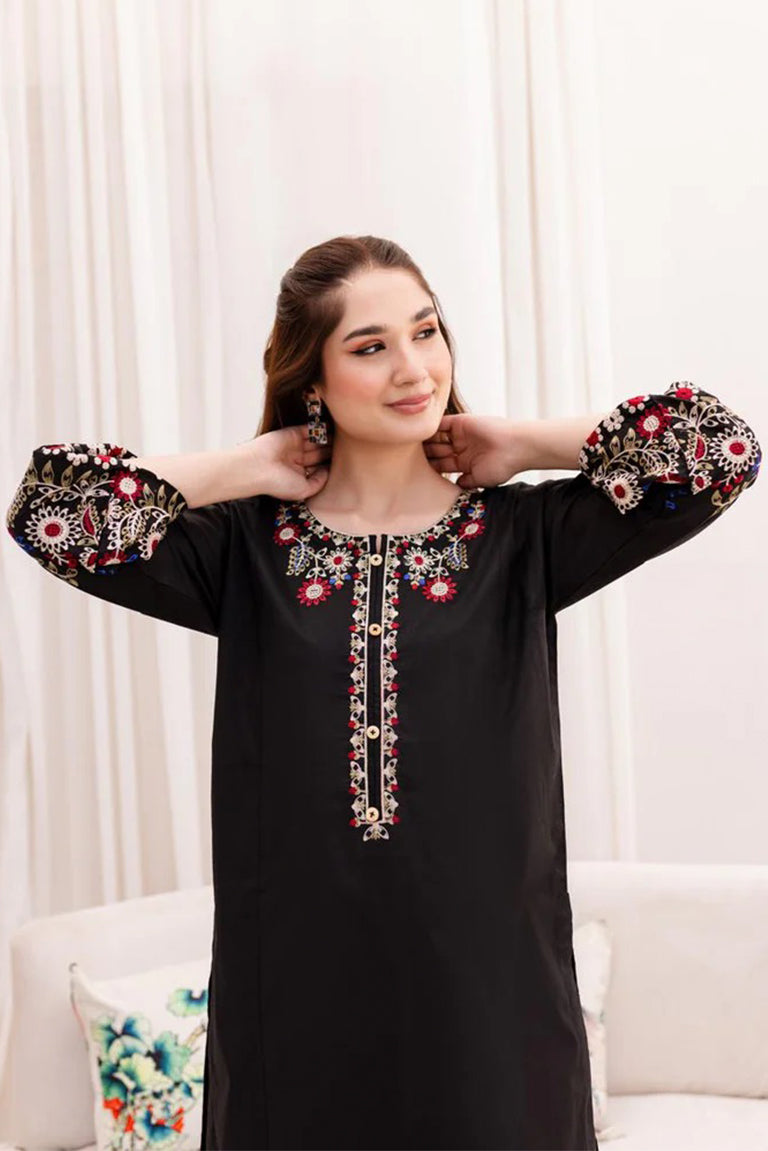 embroidered winter dress for women