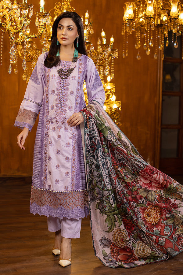 lilac embroidered lawn suit