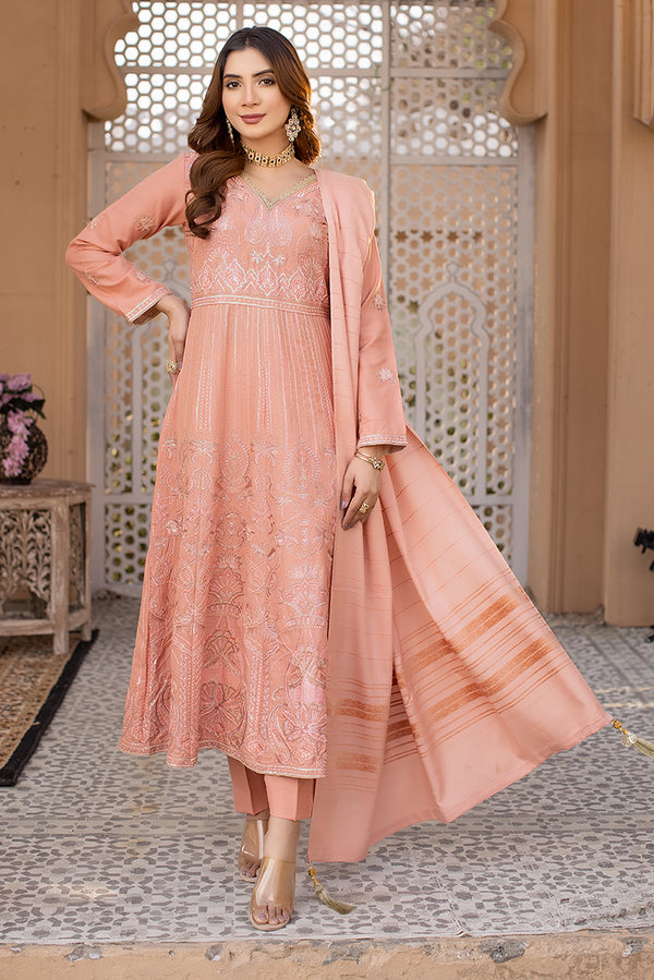 pastel peach Dhanak suit