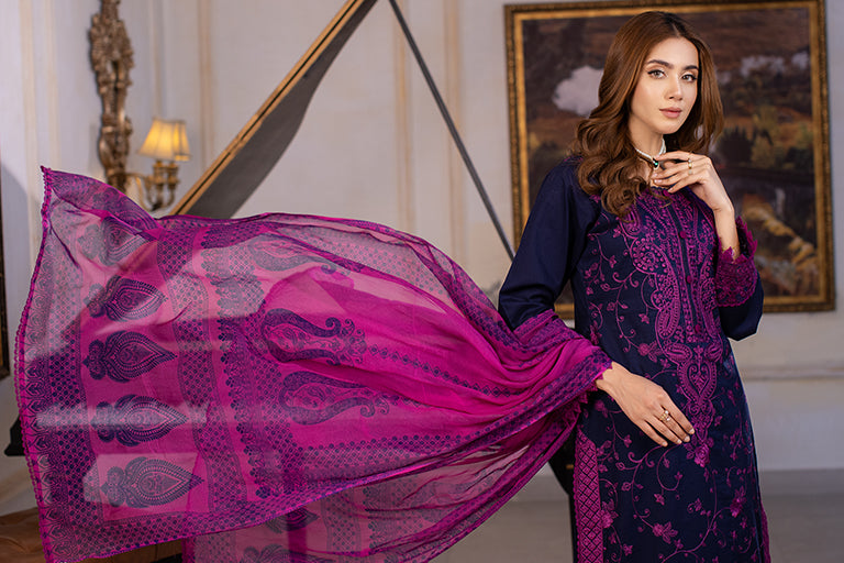 purple embroidery Plus Size Dress