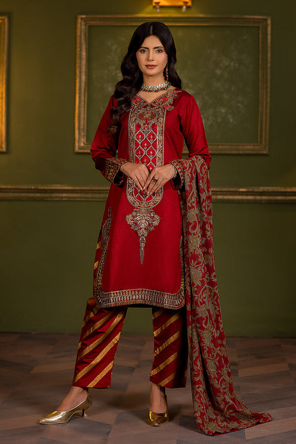 red khaadi cotton dress