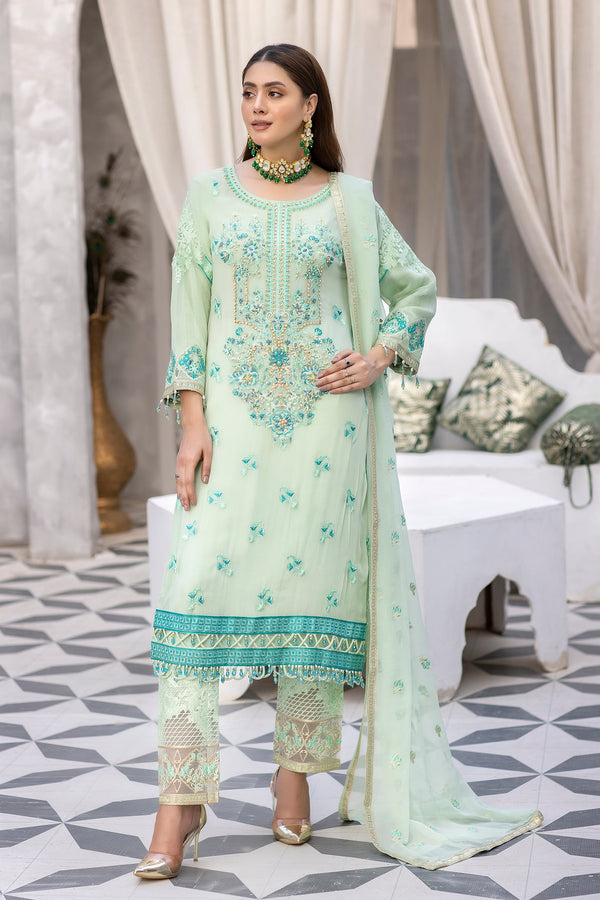 white-green chiffon formal dress