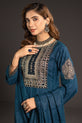 zinc Dhanak readymade suit with velvet embroidery,